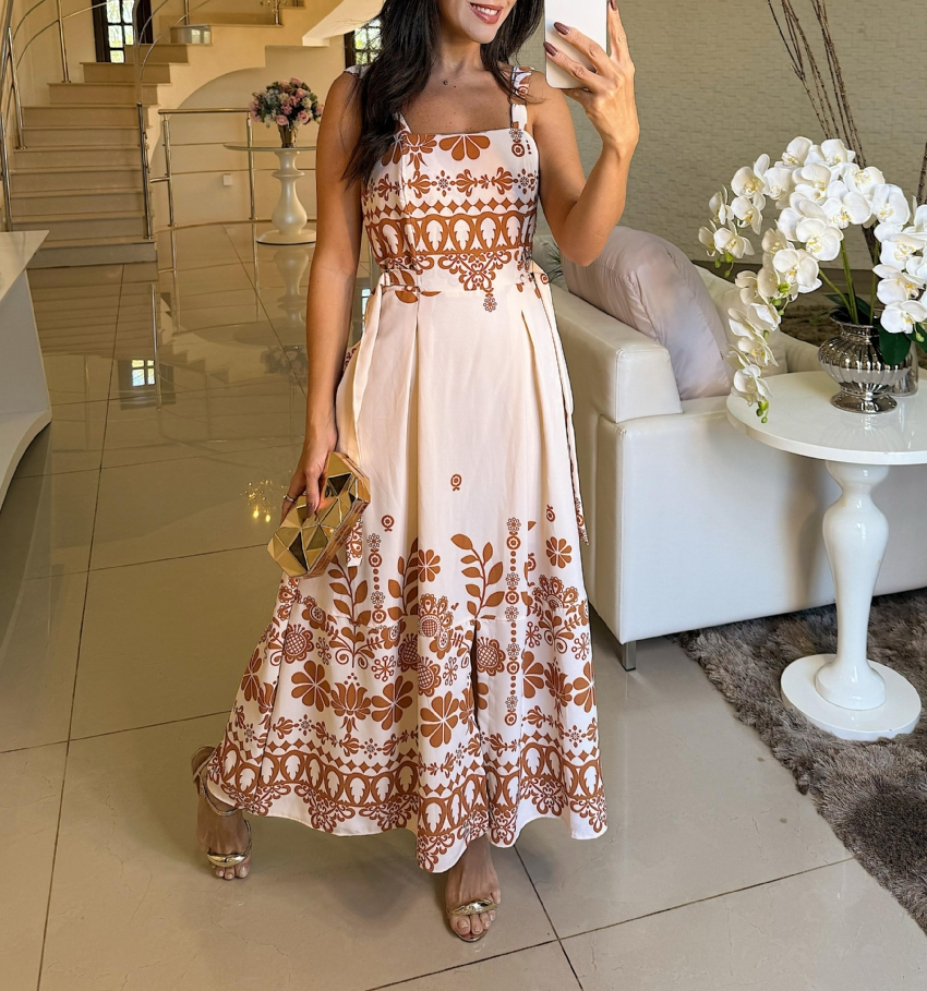 Printed Belted Dream Maxi Dress