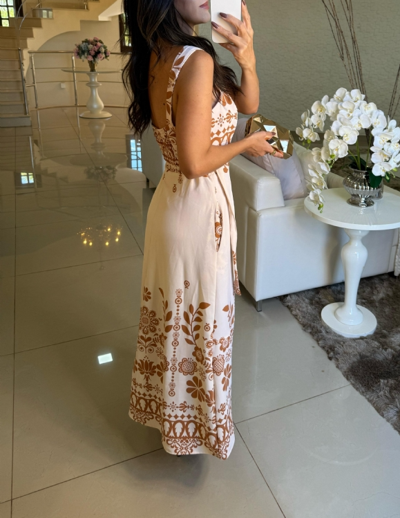 Printed Belted Dream Maxi Dress