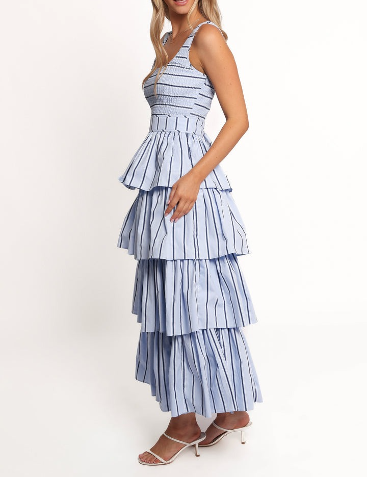 Women's Blue Striped Print Dress