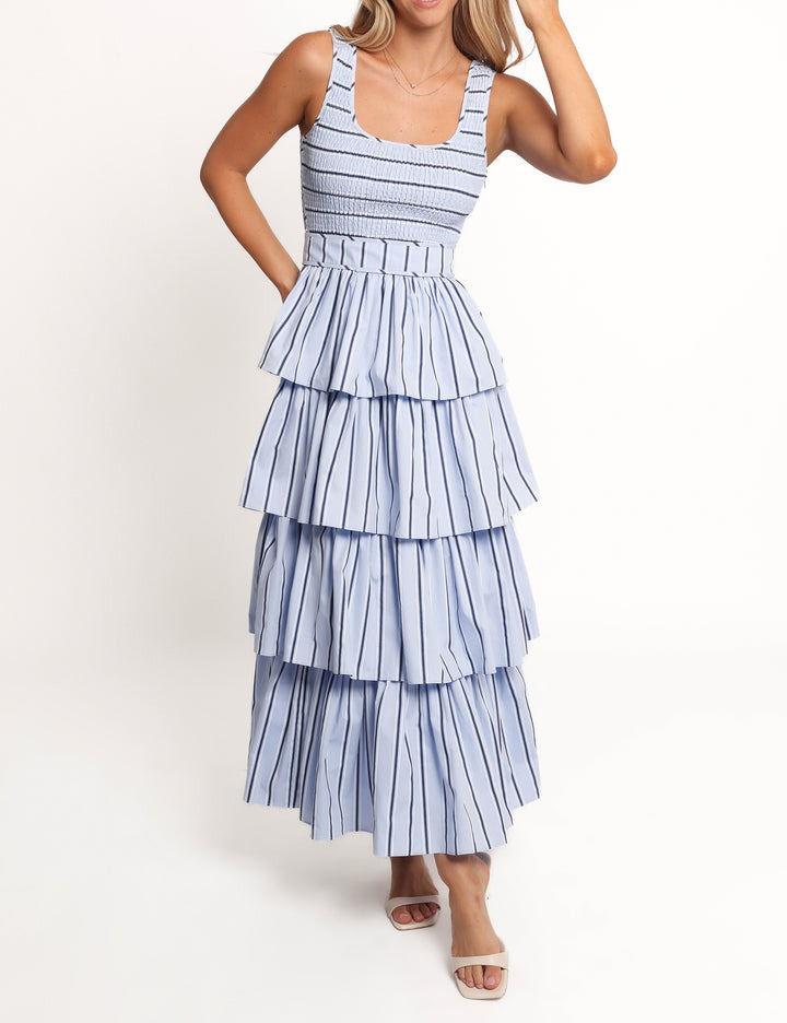 Women's Blue Striped Print Dress