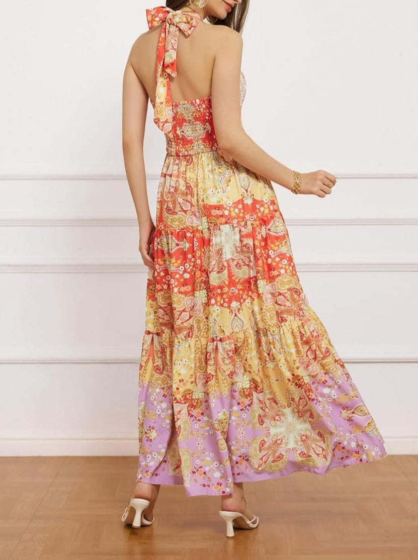 Women's Summer Floral Flowy A Line Maxi Dress