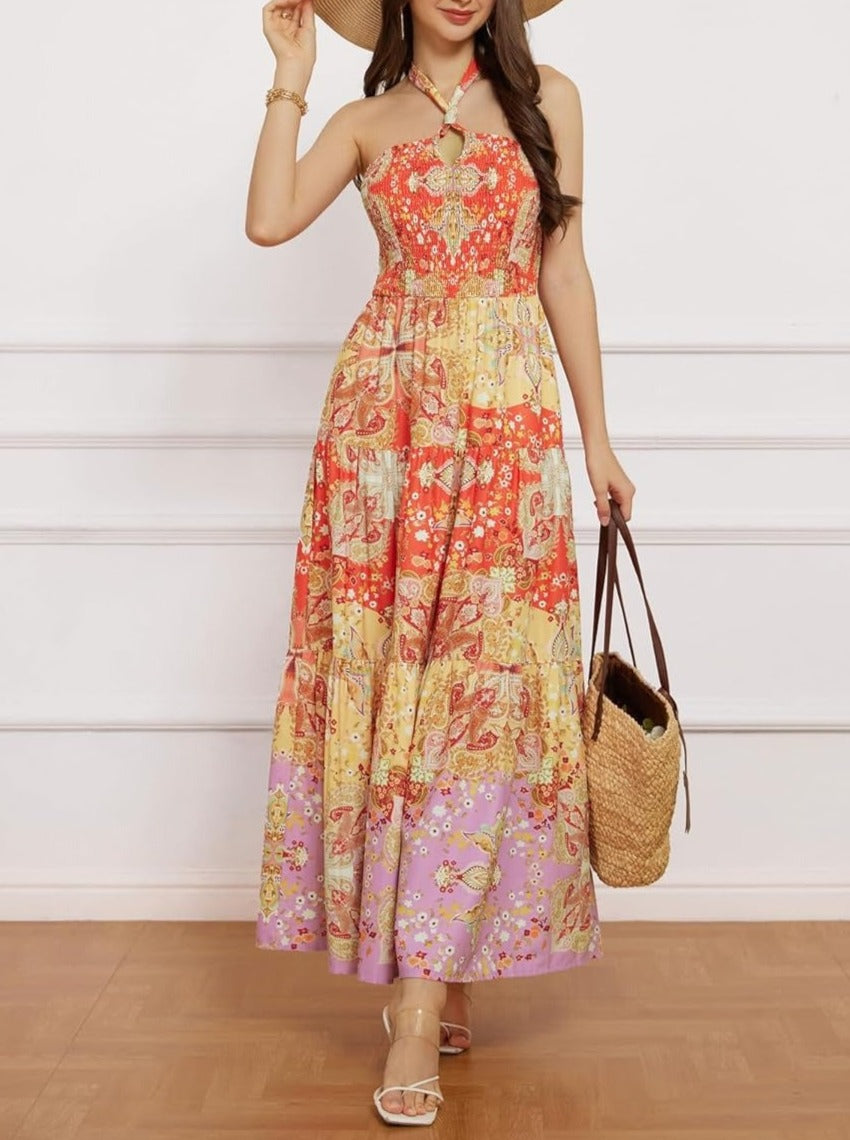 Women's Summer Floral Flowy A Line Maxi Dress