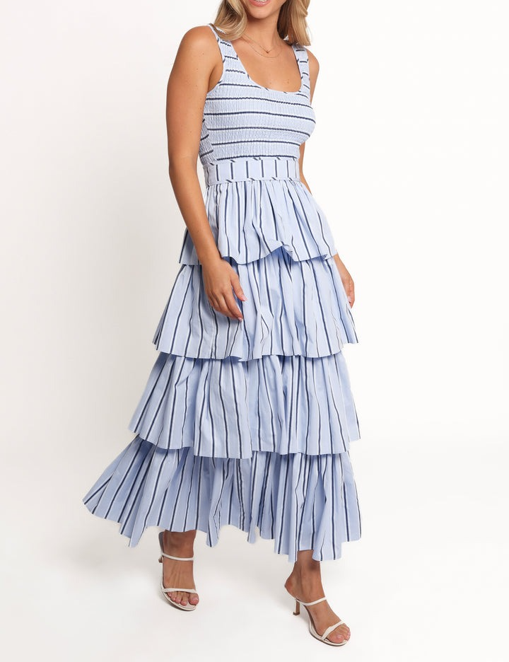 Women's Blue Striped Print Dress