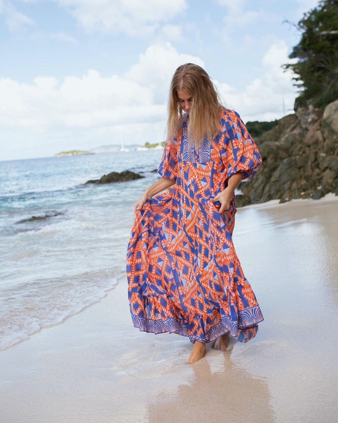 Women's round neck maxi dress