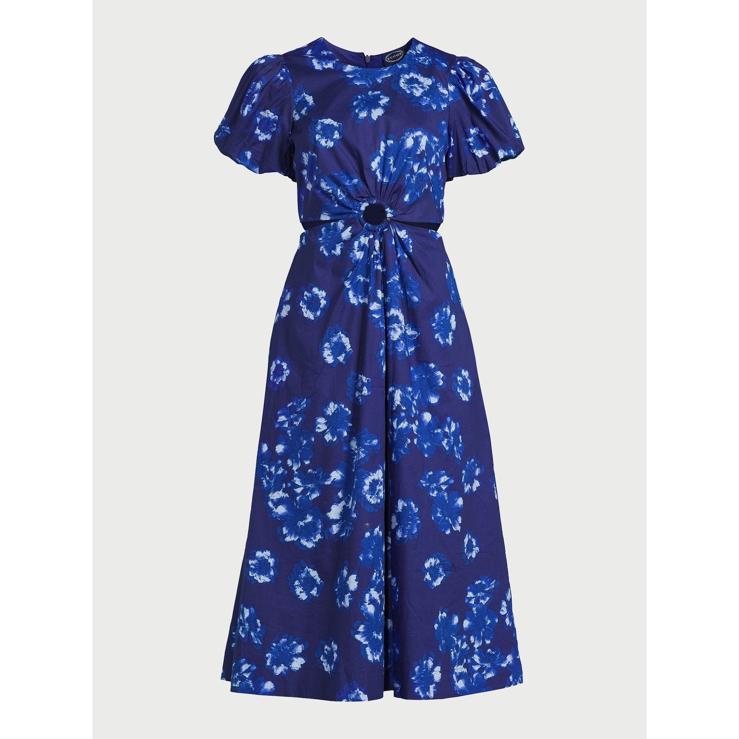 Women's Cut Out Puff Sleeves Midi Dress