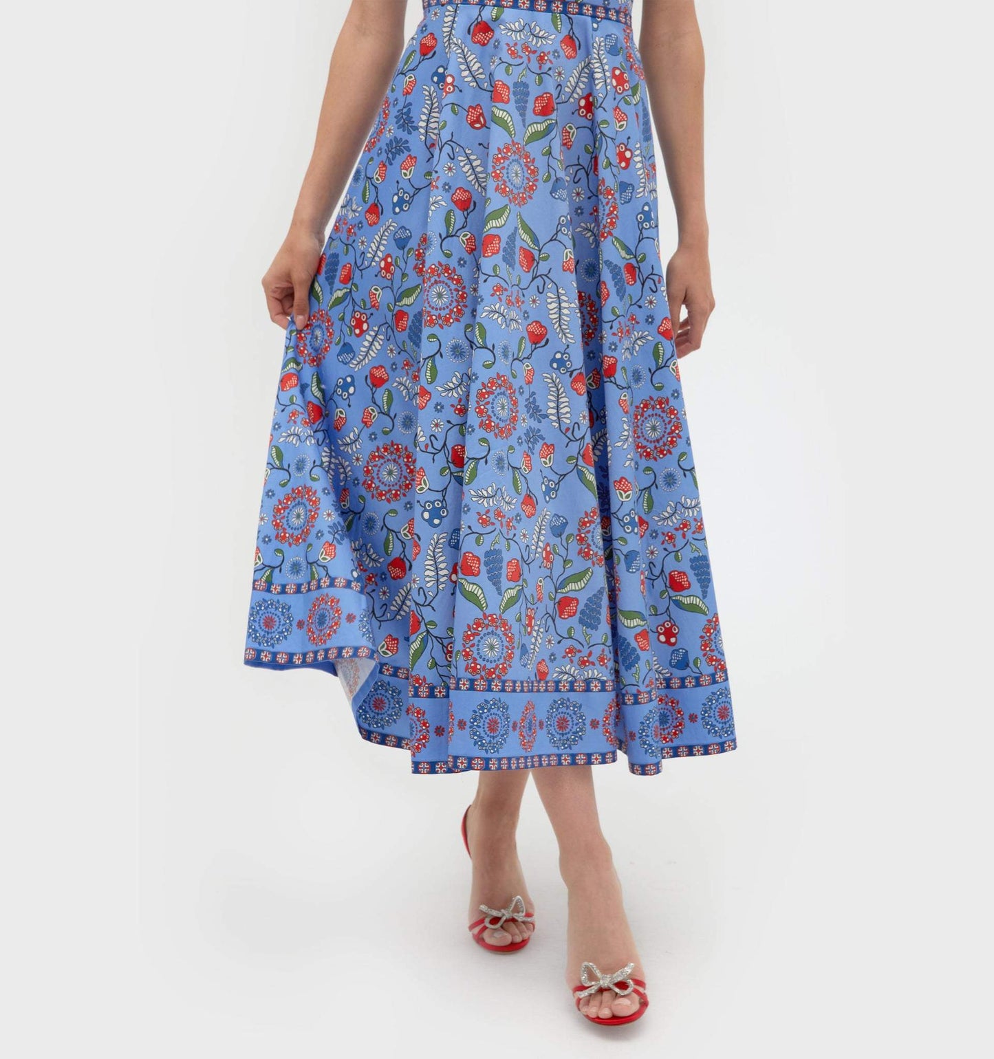 The Blue Floral Print Midi Dress