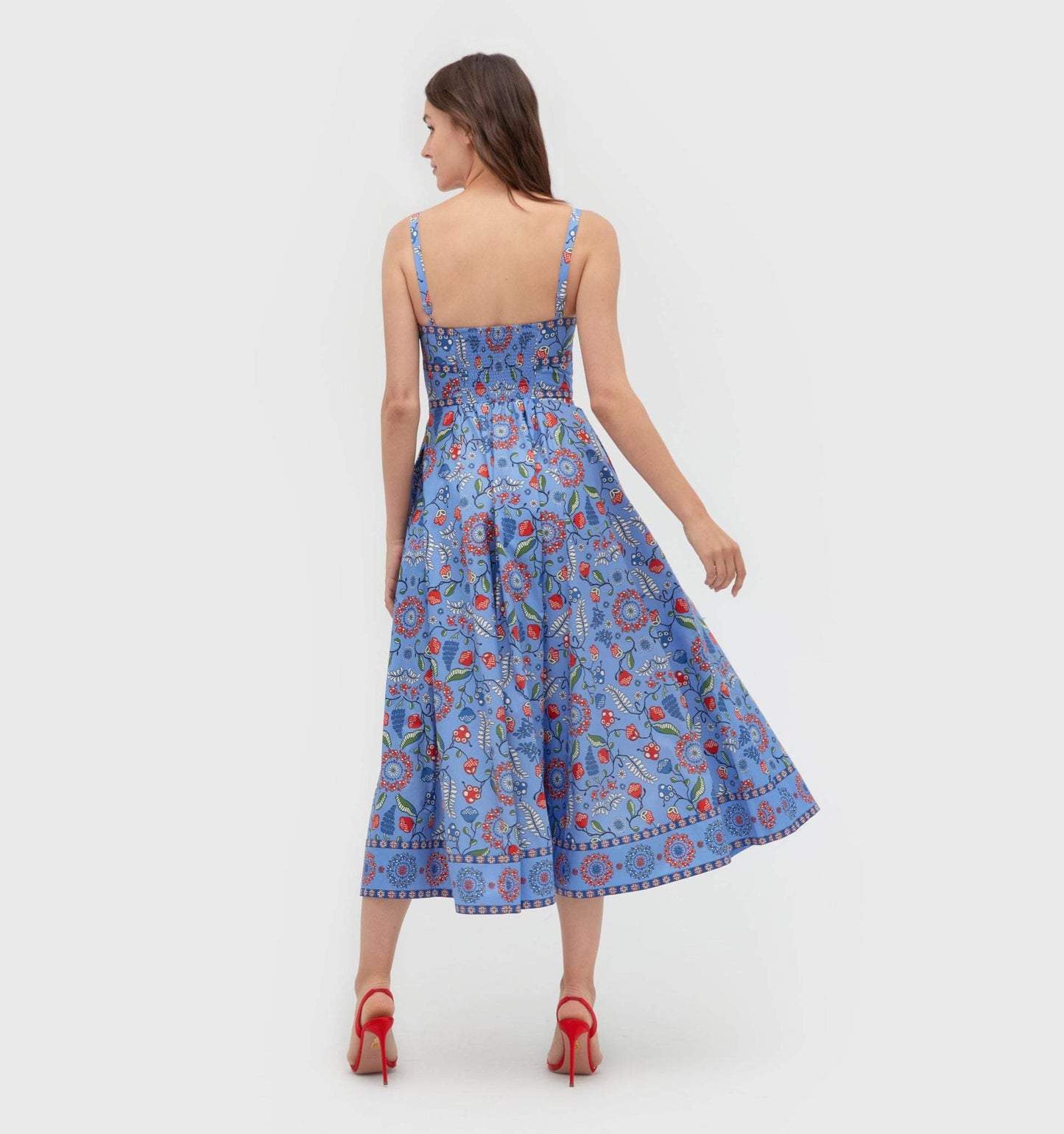 The Blue Floral Print Midi Dress