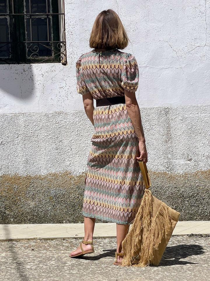 Women's Straight Striped Die-cut Dress