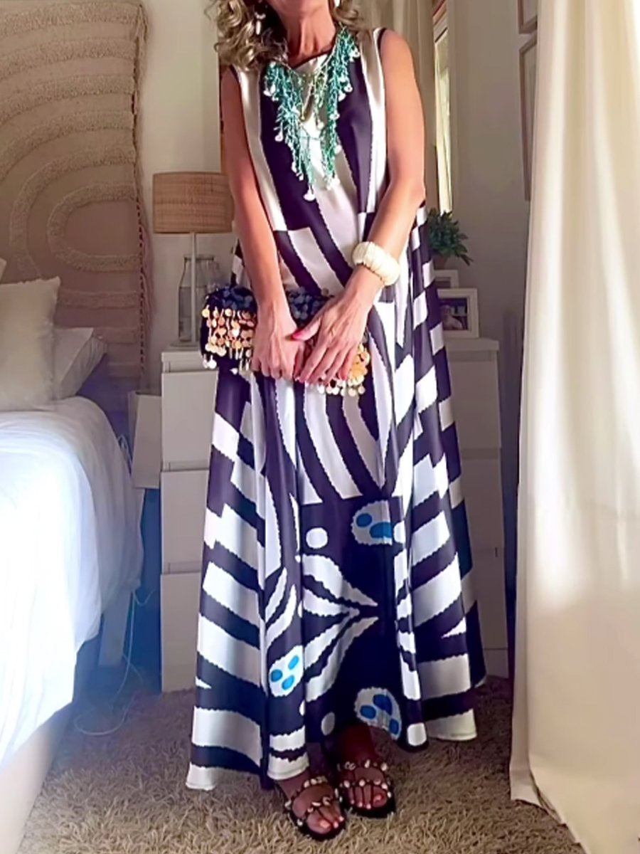 Sleeveless Loose Printed Maxi Dress