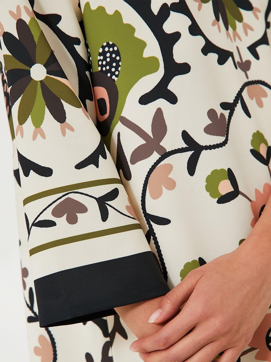 Round Neck Printed Slit Hem Dress