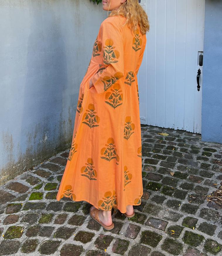 Unique Printed Long Sleeve Maxi Dress