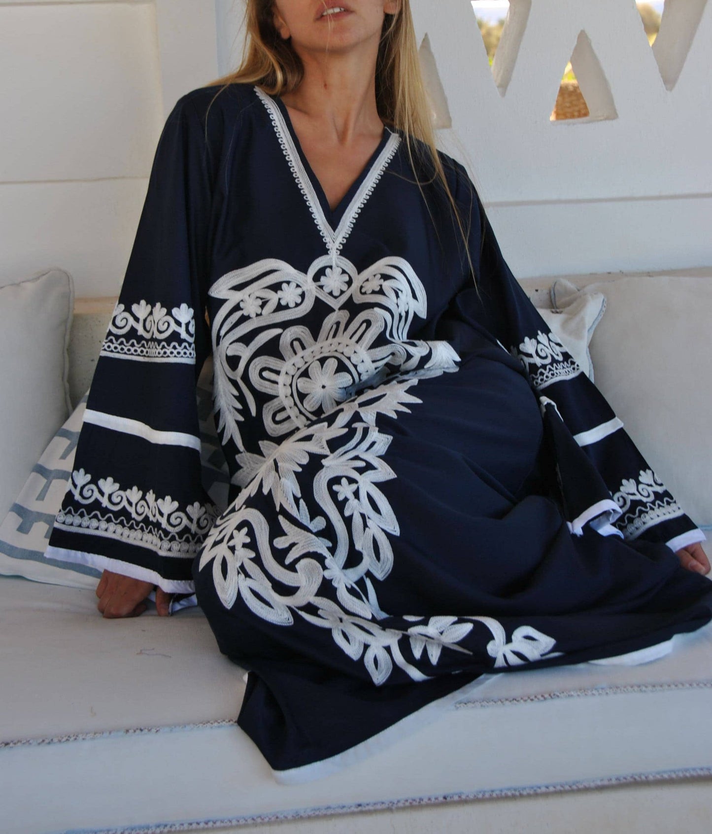 Stunning Navy Blue Embroidered Maxi Dresses