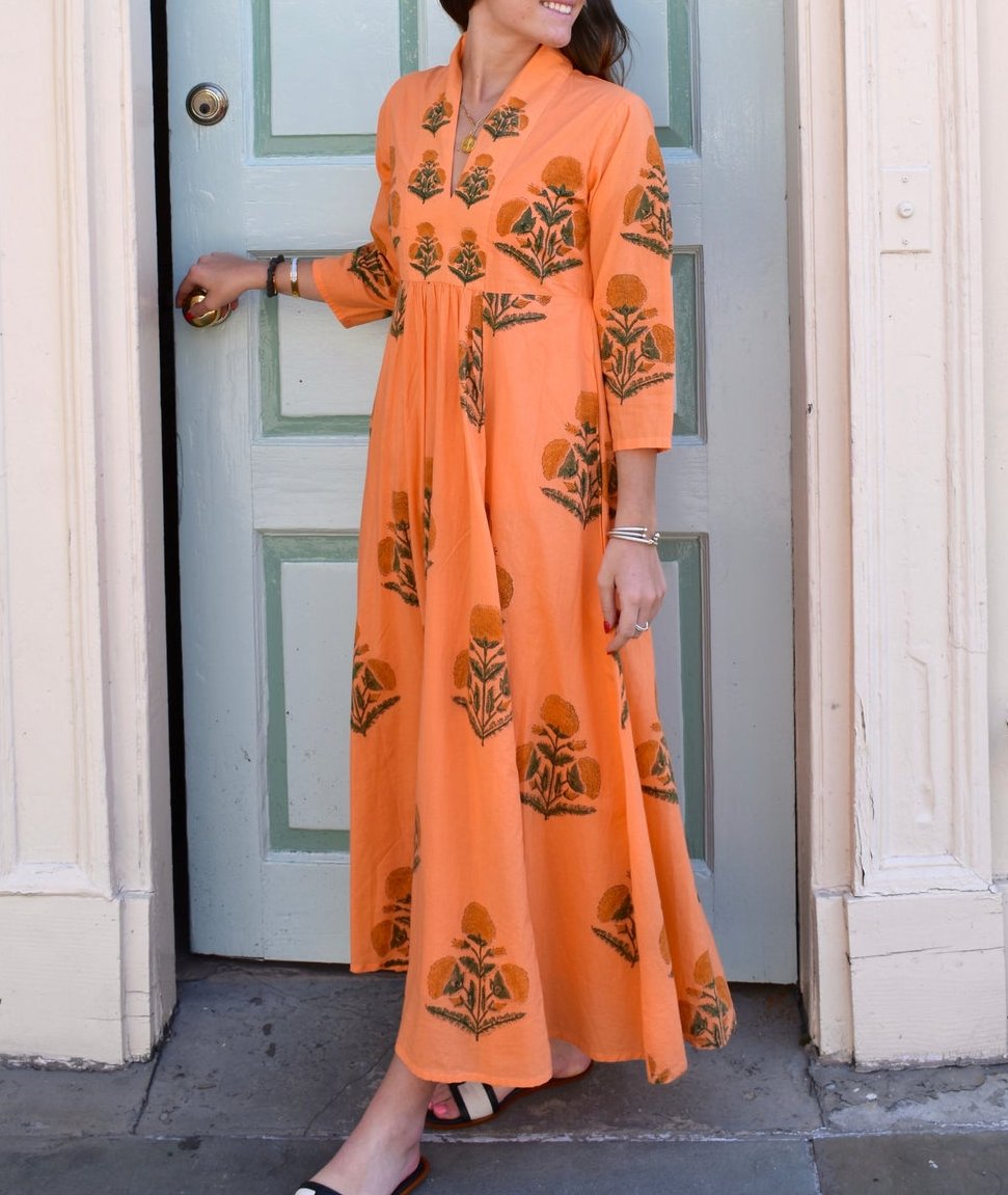 Unique Printed Long Sleeve Maxi Dress
