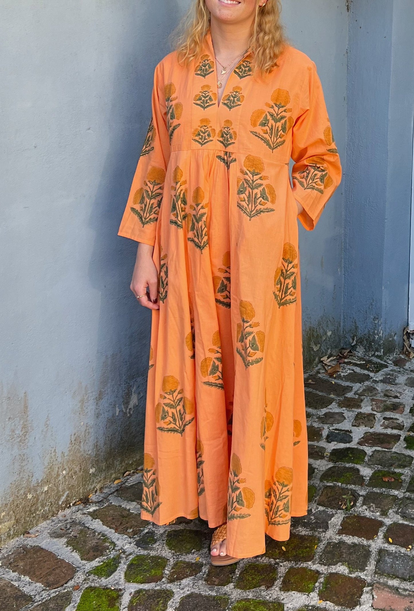 Unique Printed Long Sleeve Maxi Dress