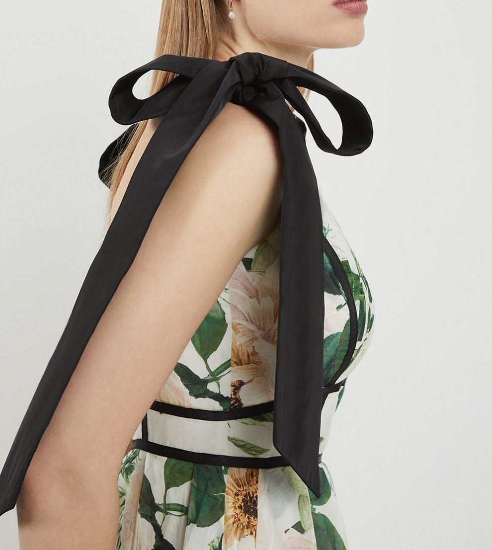 Floral Silk Cotton Woven Strapy Dress