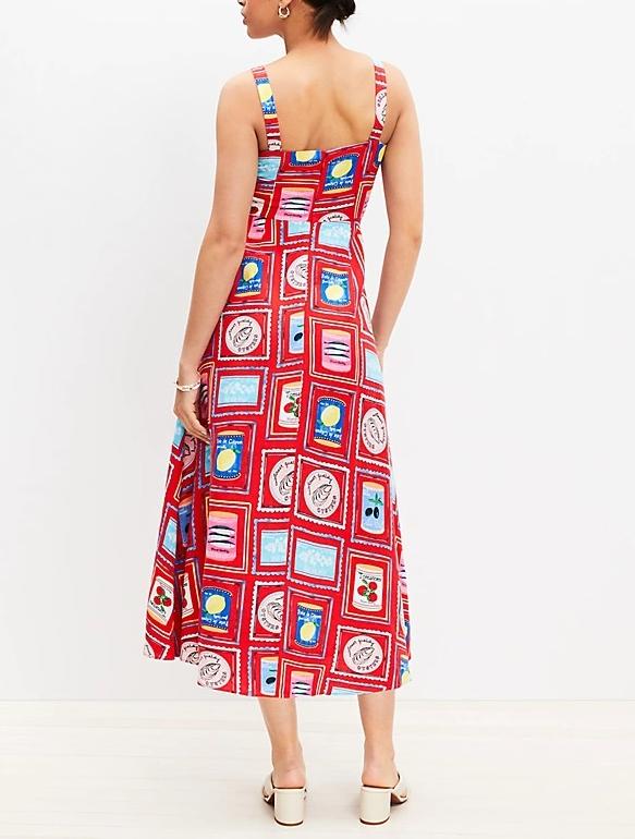 Linen Blend Strappy Midi Dress