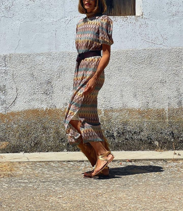 Women's Straight Striped Die-cut Dress