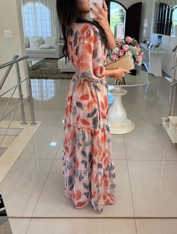 Women's V Neck Loose Maxi Dress