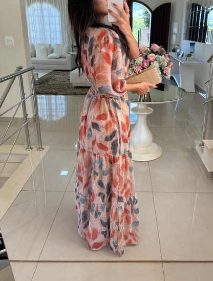 Women's V Neck Loose Maxi Dress