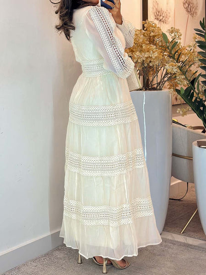 Elegant Lace Long Sleeve Maxi Dress