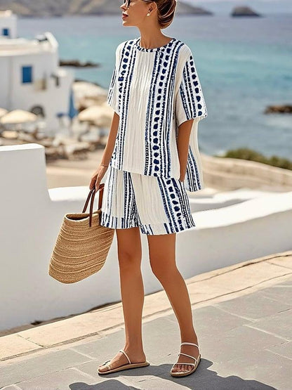 Comfy Round Neck Short Sleeve Two Piece Set