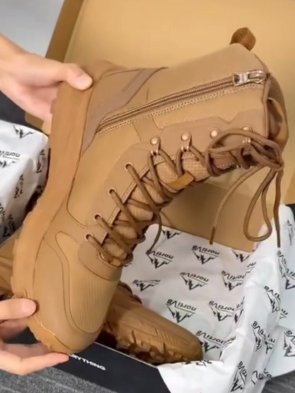 Men's High-Top Side-Zip Lace-Up Work Boots