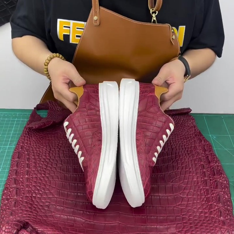 Burgundy Alligator Sneakers