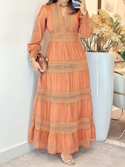 Elegant Lace Long Sleeve Maxi Dress
