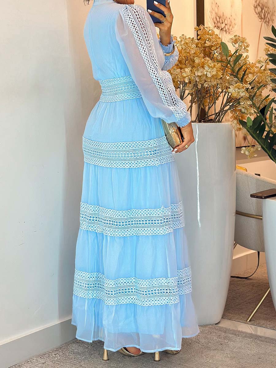 Elegant Lace Long Sleeve Maxi Dress