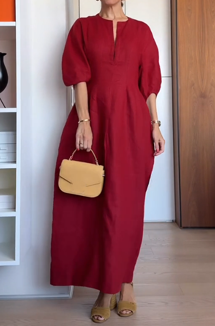 Chic Linen Balloon Dress