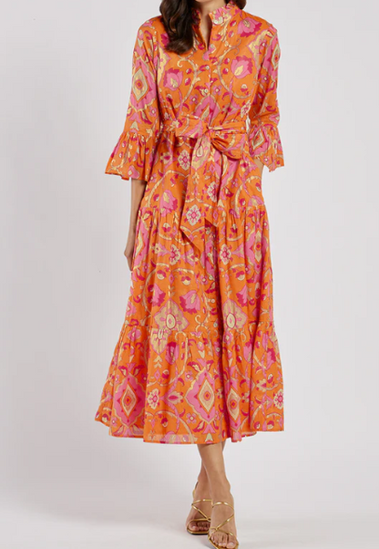 Hot Color Printed Midi Dress