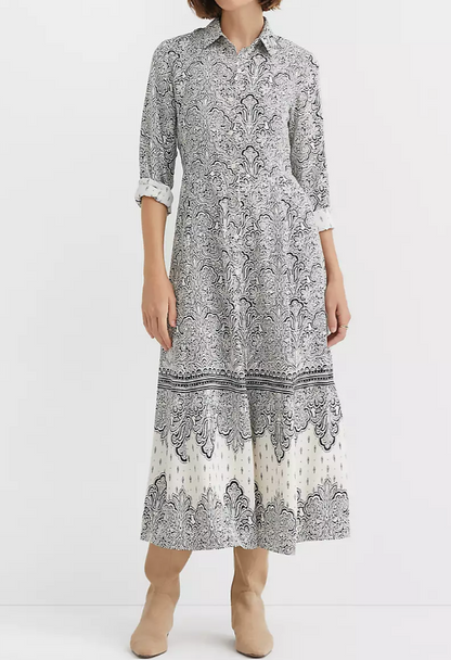 Paisley Printed Long Sleeve Dress