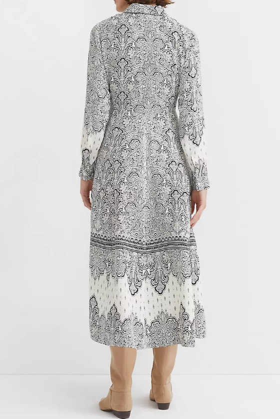 Paisley Printed Long Sleeve Dress