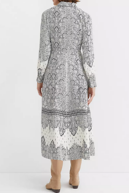 Paisley Printed Long Sleeve Dress