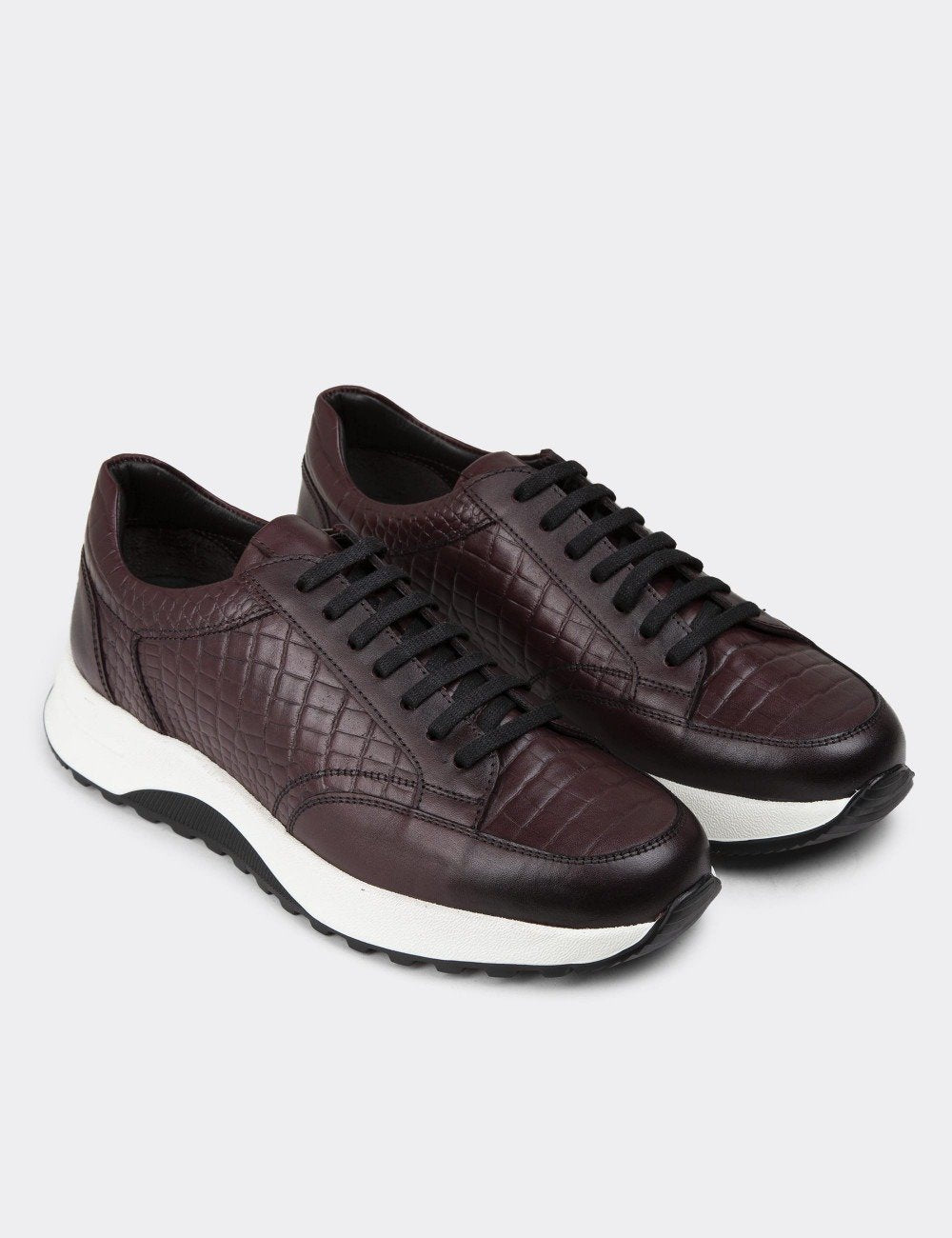 ✅High -quality Dedication✅Men's  Genuine Leather Claret Red Sneaker Shoes