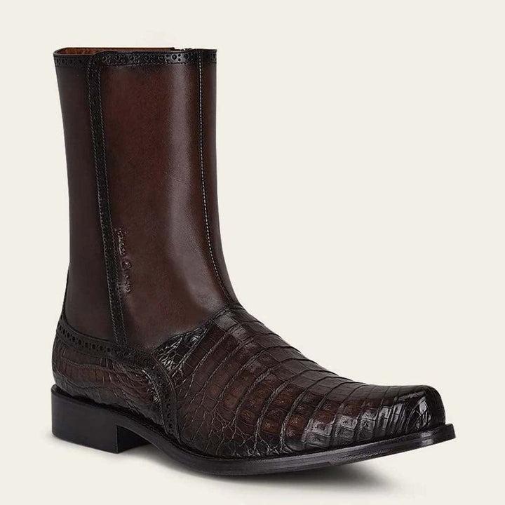 Men's Hand-Painted Exotic Brown Leather Boots