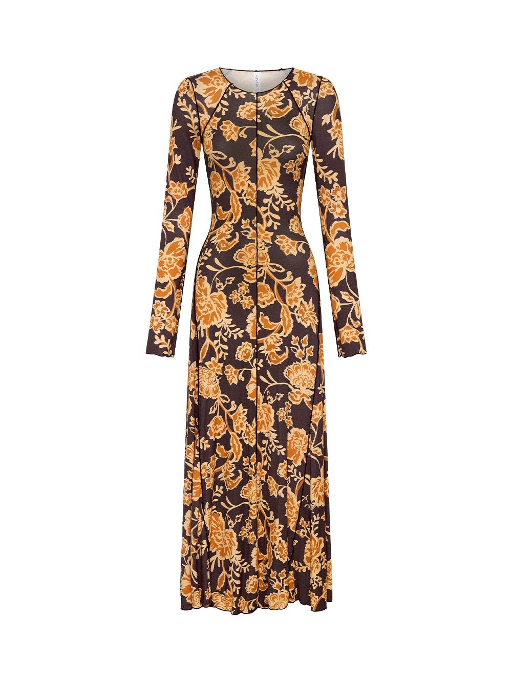 Women's Golden Toned Vine Floral Dress
