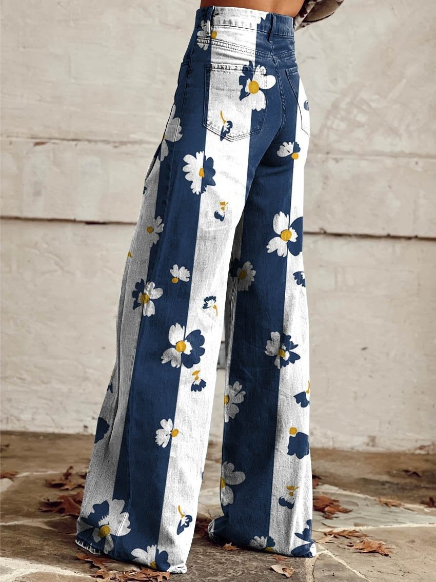 Women's Floral Print Casual Wide Leg Pants