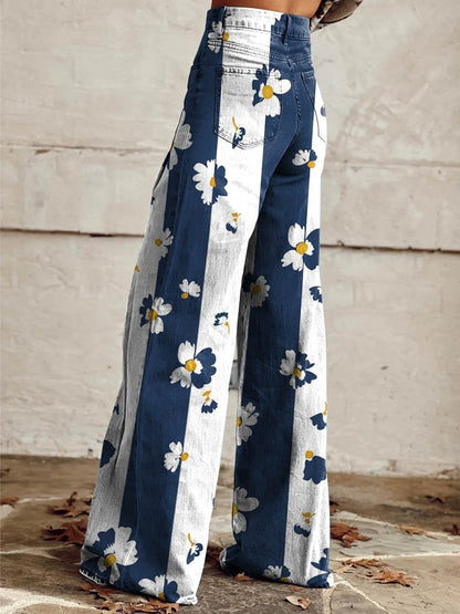 Women's Floral Print Casual Wide Leg Pants