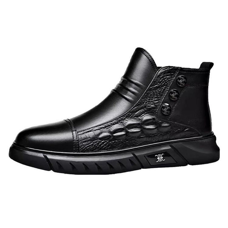 2024 New Crocodile Print High-top Leather Boots – haibuys