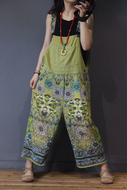 Ethnic Vintage Printed Wide Leg Jumpsuits