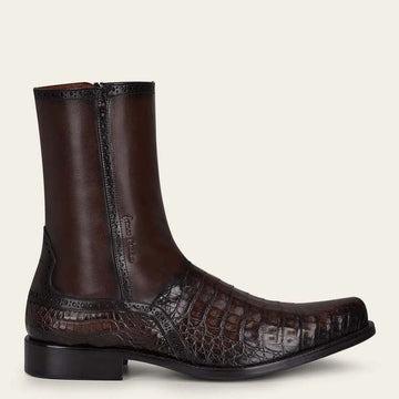 Men's Hand-Painted Exotic Brown Leather Boots