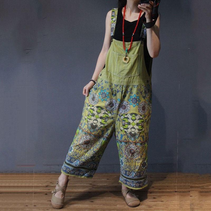 Ethnic Vintage Printed Wide Leg Jumpsuits