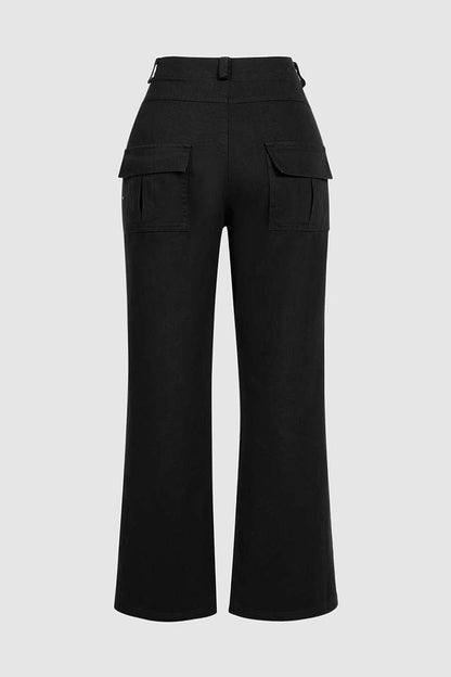 Flap Pocket Low Rise Wide Leg Cargo Pants