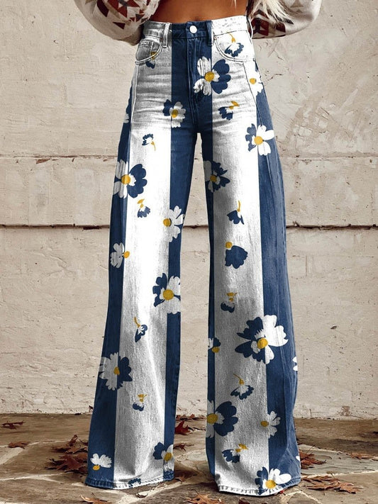 Women's Floral Print Casual Wide Leg Pants