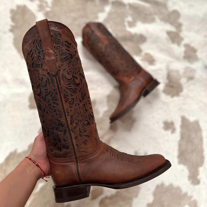 Retro Square Toe Western Boots