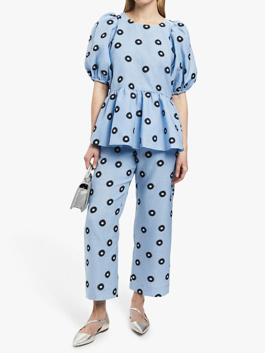 Printed Casual Round Neck Loose Suit