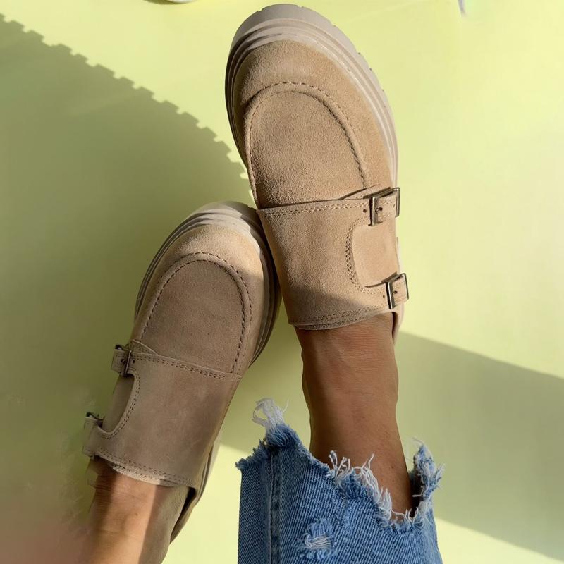 Fashion Casual Women's Buckle Platform Loafers