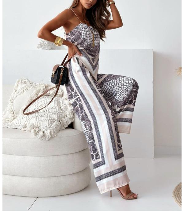 Stylish Printed Lace-Up Vest & Pants Two-Piece Set