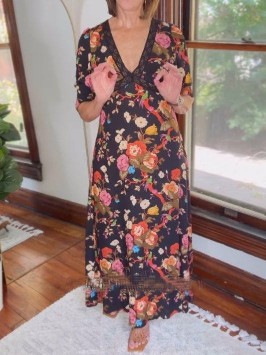 Fall Formal Floral Midi Dress